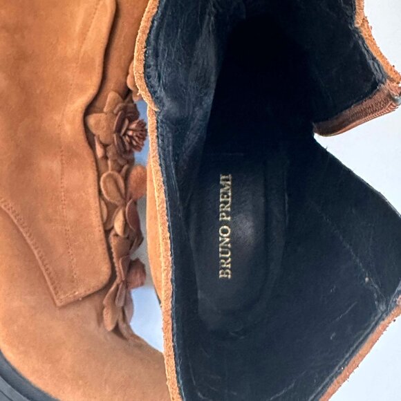 Anthropologie, Bruno Premi Tan Suede Floral Lug Sole Boots, Size 41 / 9.5-10 - Picture 8 of 10